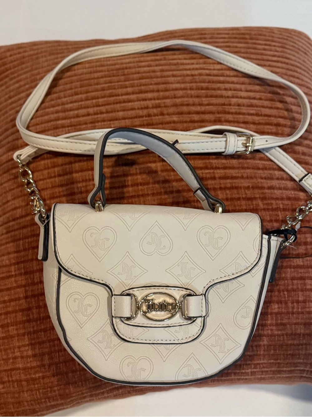 Juicy Couture Cream Mini Top-Handle Crossbody with Gold Hardware